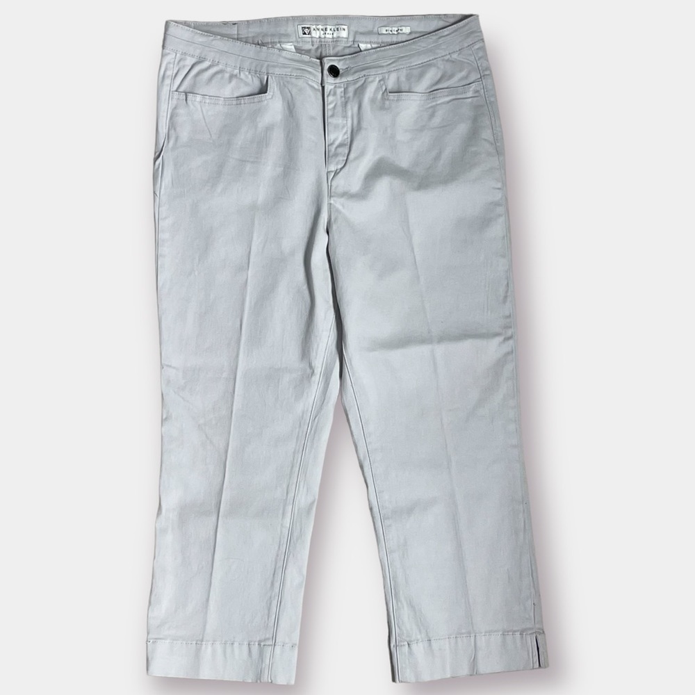 Anne Klein Slim Straight Capri Shaped Pockets Gray Size 12